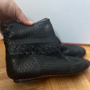 CHANEL leather perforated boots 39